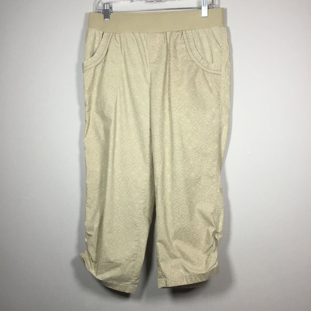 Emily Daniels pull on capri pants henna style pattern waist 31”-34 sz M